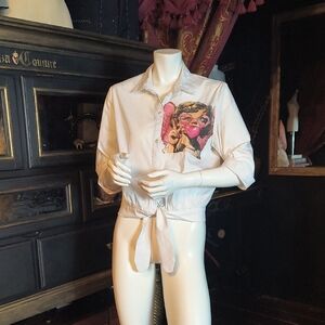 Women's Button Down Shirt with Graphic Print
